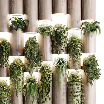 plants set partition in wooden frame- Vertical graden wall decor box 30 — Вид 3