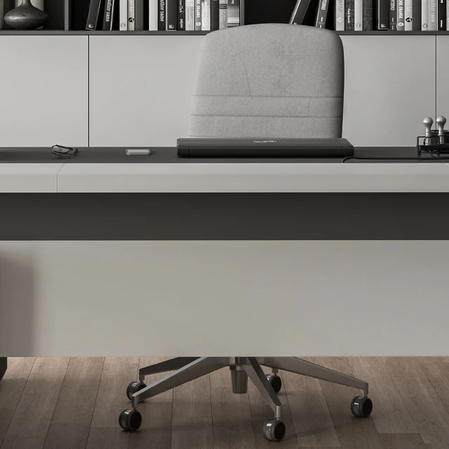 Boss Desk with Library Gray Set - Office Furniture 249 — Descargar