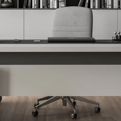 Boss Desk with Library Gray Set - Office Furniture 249 — Ver 2