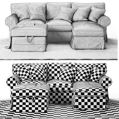 3-seat sofa EKTORP With chaise longue Ikea / Угловой диван ЭКТОРП Икеа — Вид 3