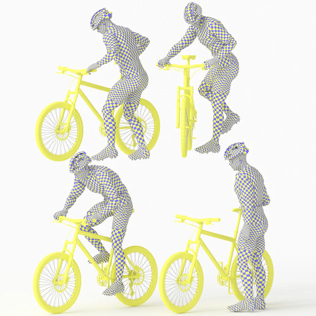 Cyclist Man in 04 Poses — Скачать