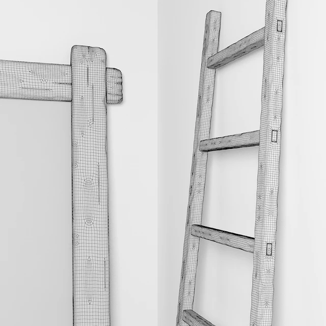 Mirror and stepladder in the style of country. Mirror and ladder in rustic style — Descargar