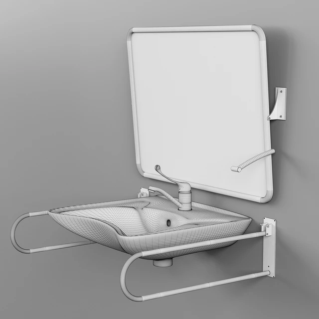 Sink with mirror and handrails — Download