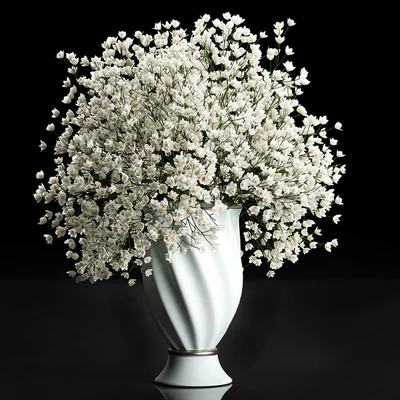 A beautiful lush little white bouquet in a classic vase with Gypsophila, Gibsolyubka, Kachim. Set 107. — Ver 1