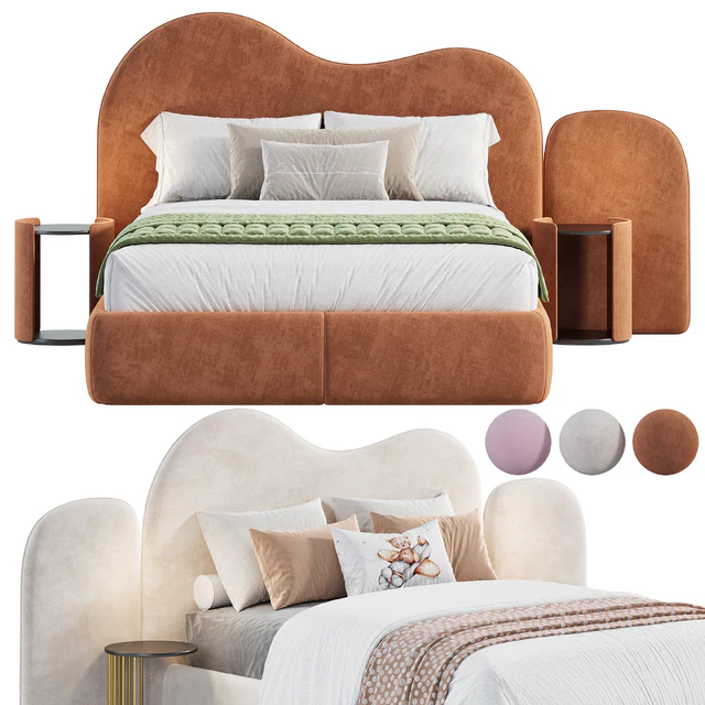 Curved Bedhead Boucle bed — Descargar