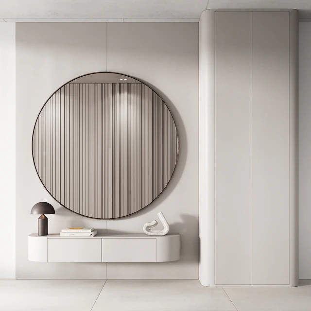 144 hallway zone 03 minimal modern with circle mirror 01 — Descargar