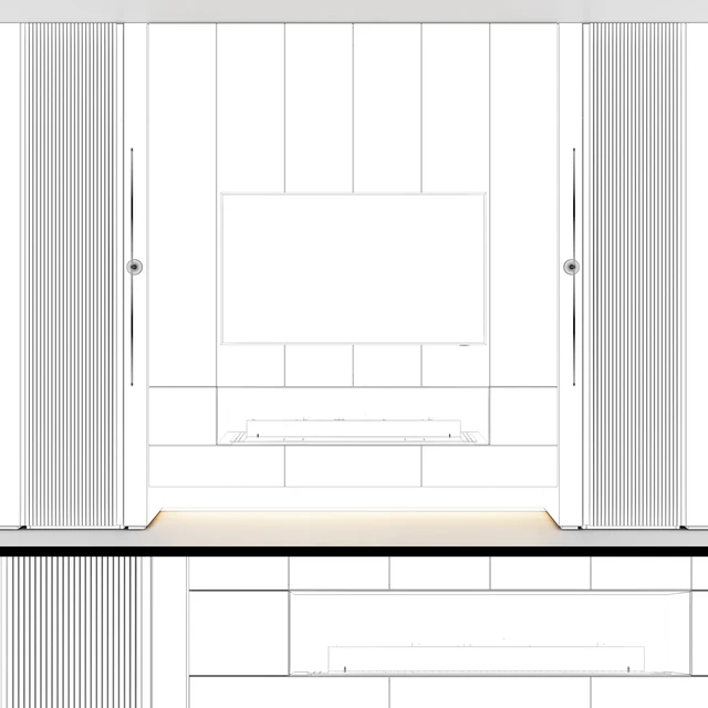 TV wall modular in modern style with decor 03 — Descargar