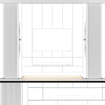 TV wall modular in modern style with decor 03 — Ver 2