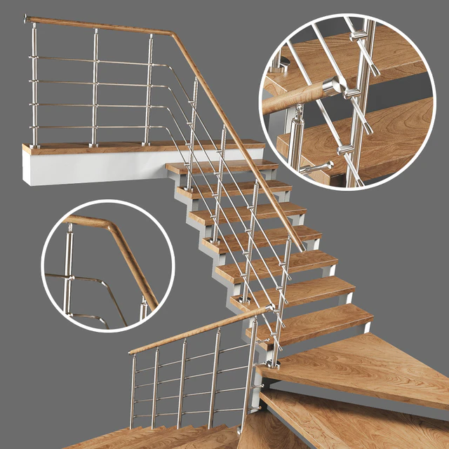 A modern two-march staircase with running steps — Descargar
