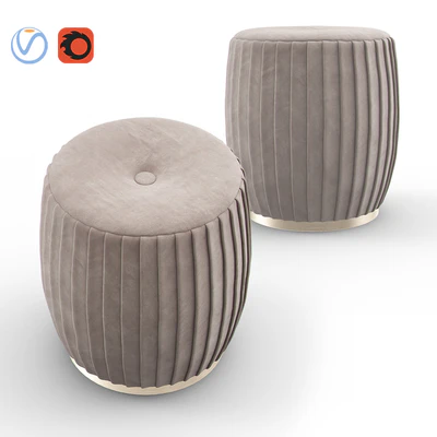 BELLA Beige Velvet Ottoman — Ver 1