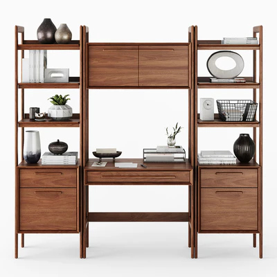 C & B Tate Bookcase Desk and File Cabinets — Ver 1