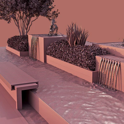 Landscaping Figure with Plants Waterfalls and Fish — Вид 5