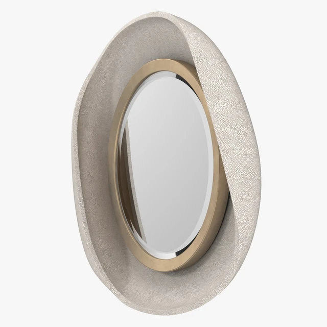 R&Y Augousti - Petal mirror in cream shagreen — Скачать