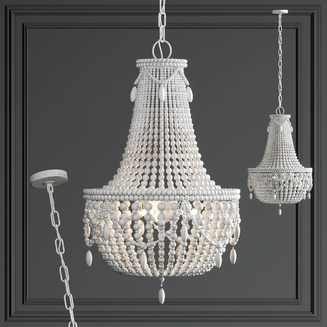 Chandelier RH Anselme White Wood Large Chandelier — Descargar