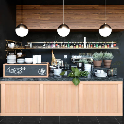 Coffee point with alcohol showcase. The pub — Ver 1