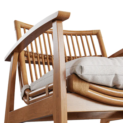 CB2 - Noelie Rattan Lounge Chair with Cushion — Вид 5