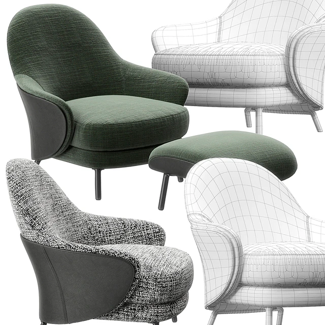Angie armchair footstool by Minotti — Descargar