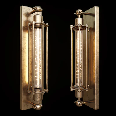 AVE Antique Brass Long Bulb Cage Wall Mount Lamp — Вид 1