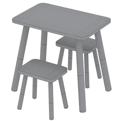 Wooden children's table and chairs by Sklum — Ver 3