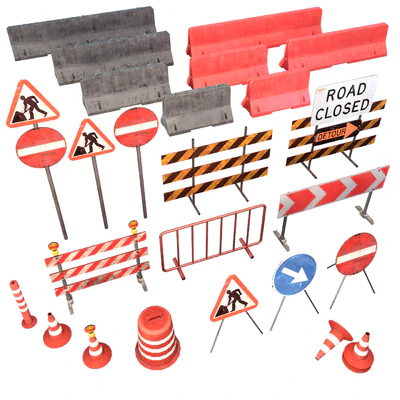 Road traffic signs set Low poly — Ver 1