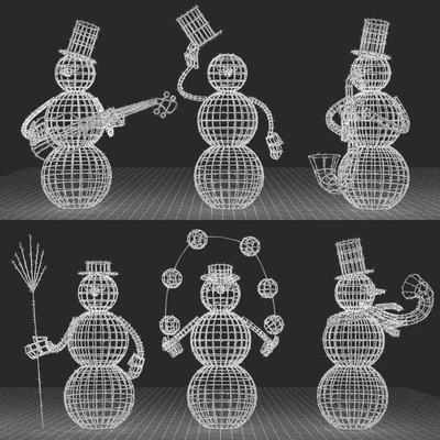 Фигуры снеговиков из гирлянд — Вид 2