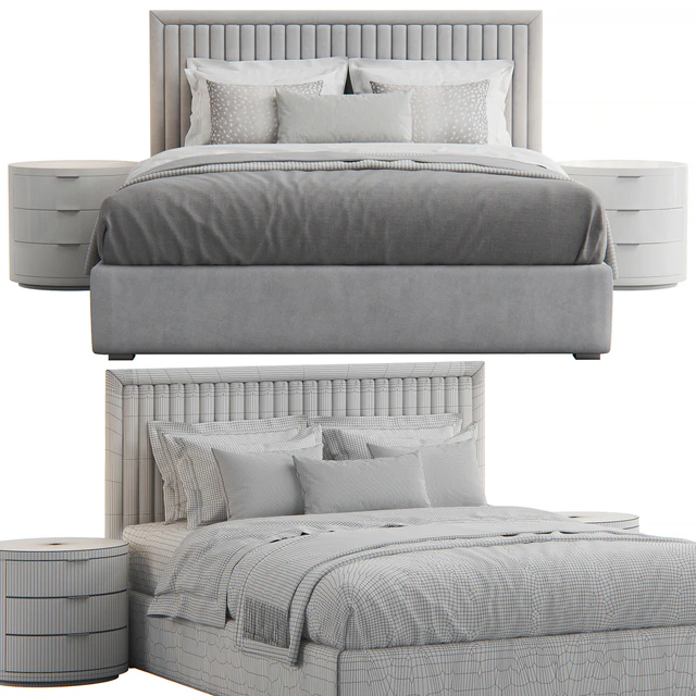Channel Tufted Headboard Pine Bed — Скачать