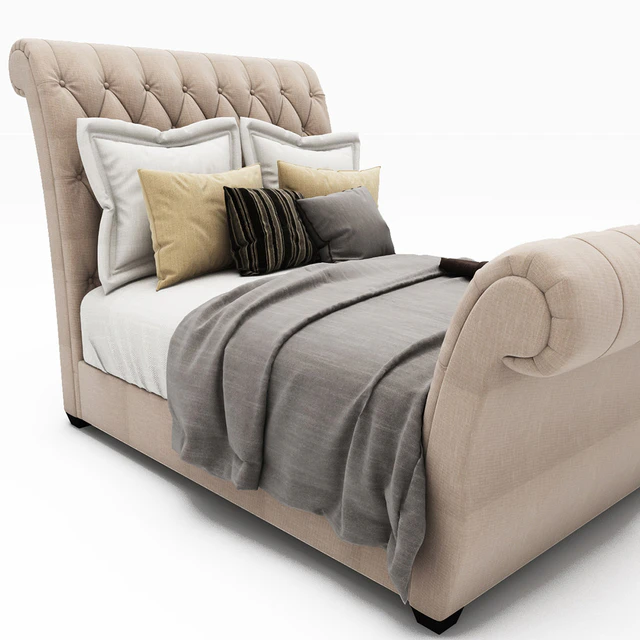 Waverly Taupe King Upholstered Sleigh Bed with Button Tufted Headboard — Скачать