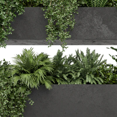 Hanging Plants in rusty Concrete Pot - Set 589 — Вид 3