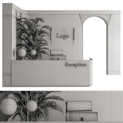 Reception Desk and Wall Decoration - Office Set 239 — Ver 2