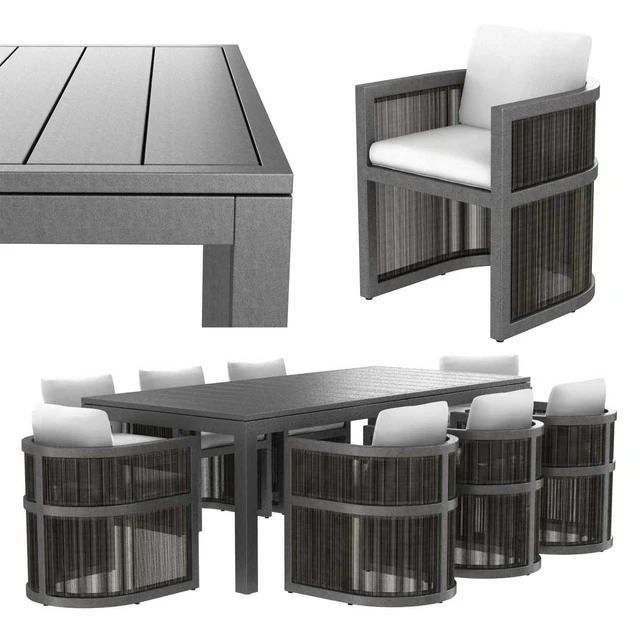 Restoration Hardware Capri ALUMINUM ARMCHAIR  and RECTANGULAR EXTENSION DINING TABLE — Скачать