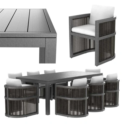 Restoration Hardware Capri ALUMINUM ARMCHAIR  and RECTANGULAR EXTENSION DINING TABLE — Вид 1
