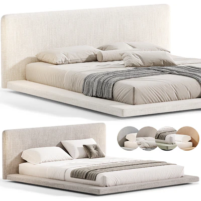 Modern White Upholstered Panel Bed By litfad — Ver 3