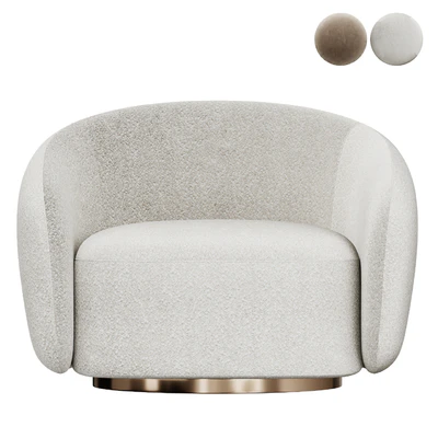 EICHHOLTZ Swivel Armchair BRICE Boucle Cream — Ver 3