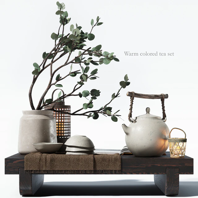 Warm colored tea set — Descargar