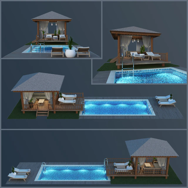 Wooden Gazebo &amp; Swimming Pool — Descargar