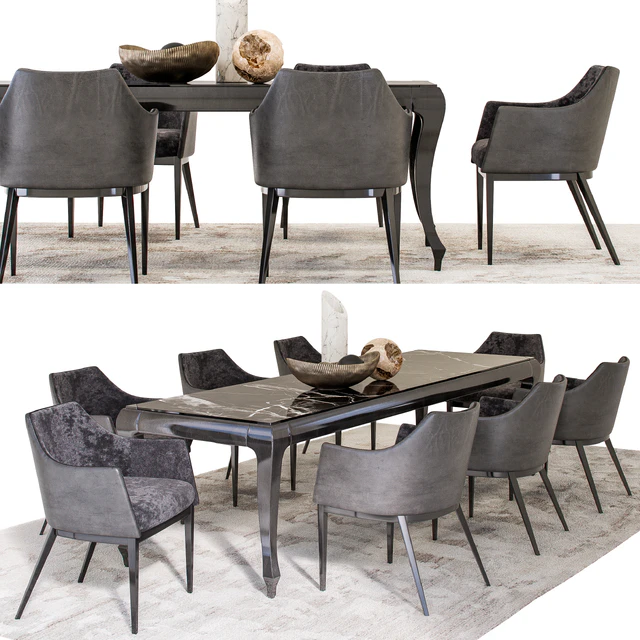 Dining Set - ALBERT-ONE Chair and NEW YORK Table with decoration — Скачать