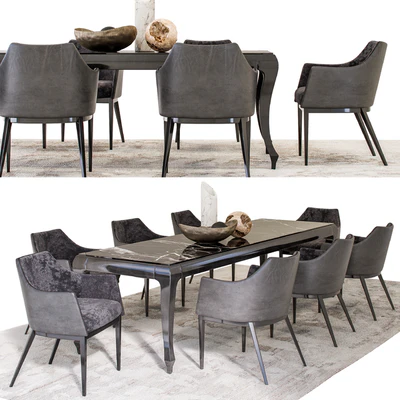 Dining Set - ALBERT-ONE Chair and NEW YORK Table with decoration — Вид 1