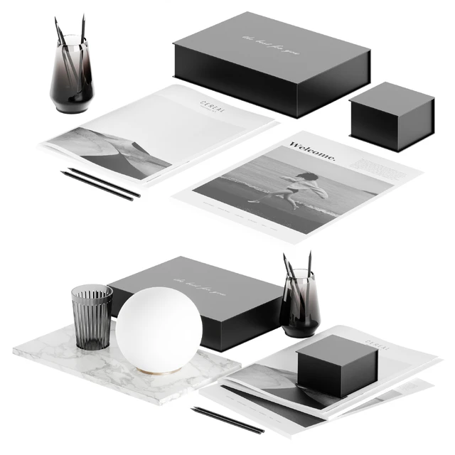 Decorative table set with lamp — Скачать