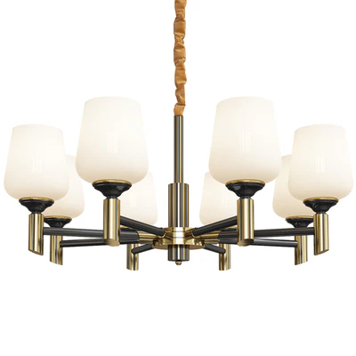 Cup chandelier light fixture traditional white glass pendant lighting — Ver 1