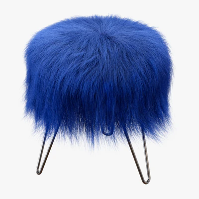 Blue Fake Fur Whimsical Stool — Ver 2