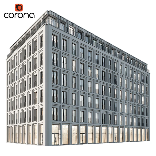 Modern residential building 07 | night + interiors — Descargar
