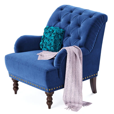 Navy Blue Velvet Armchair — Ver 2