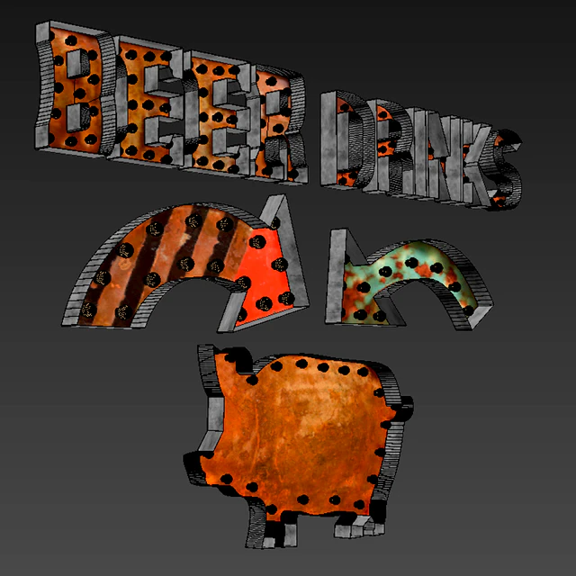 Lighted Metal sign. Set 3 — Descargar