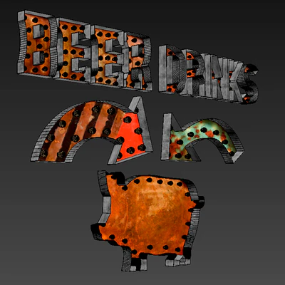 Lighted Metal sign. Set 3 — Ver 2