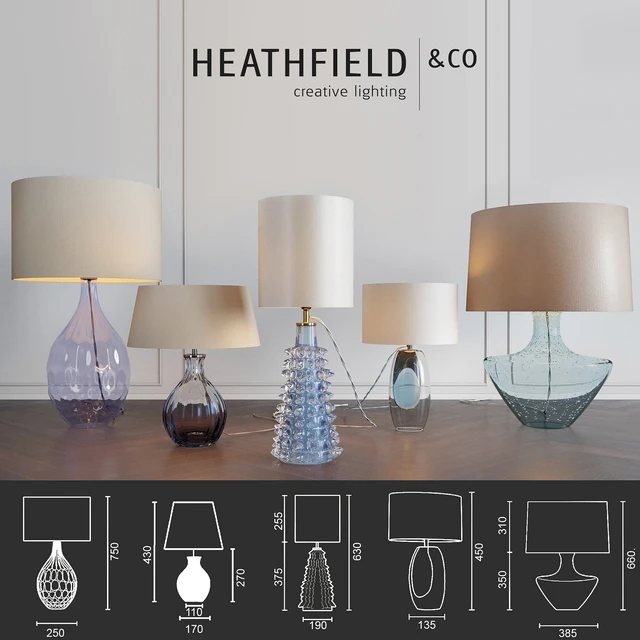 Heathfield&Co Table Lamps BLUE Set 3 — Скачать