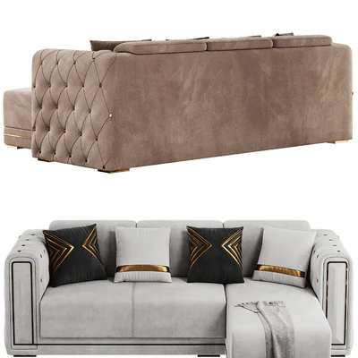 Modern Corner Beige Sectional Sofa — Ver 2