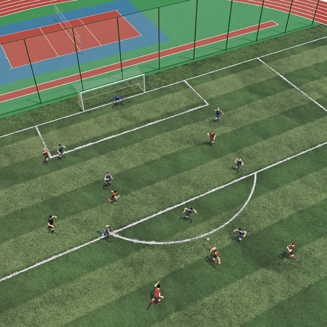 Football field with players — Descargar
