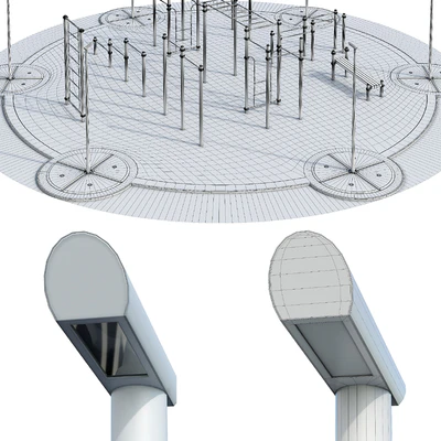 Round sports ground with horizontal bars. Children  playground — Ver 4