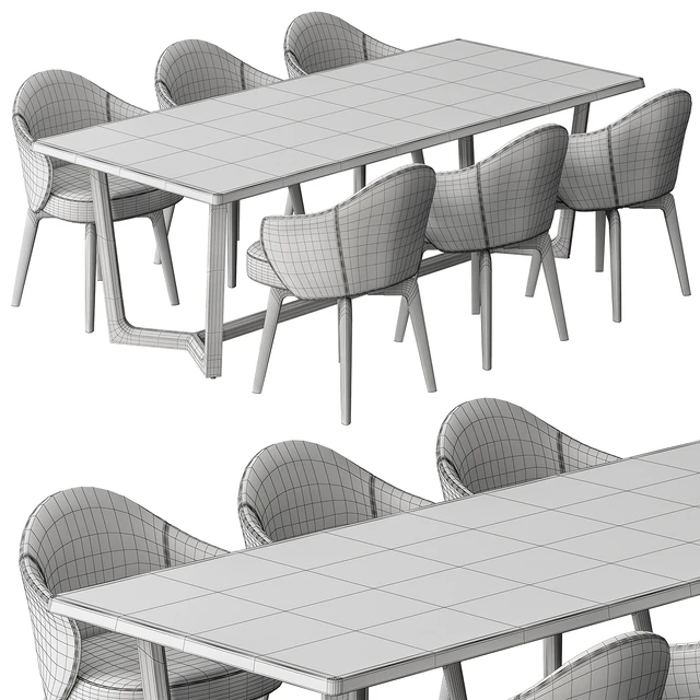 Dinning Table Black and Cream - Set 31 — Descargar