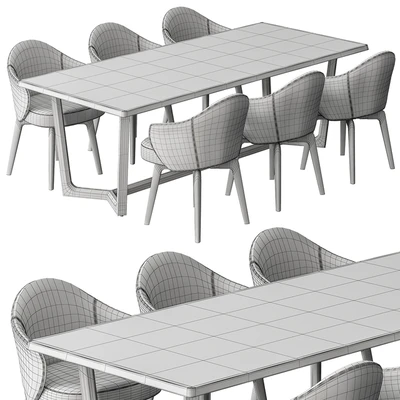 Dinning Table Black and Cream - Set 31 — Ver 2